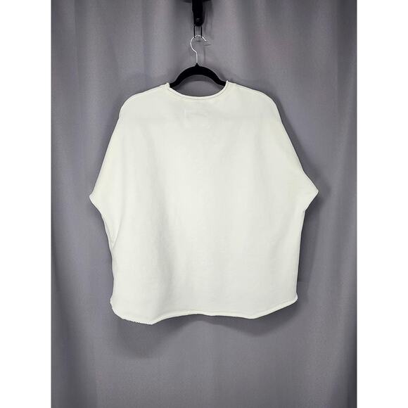 Frank & Eileen Sweatshirt Womens Large White Crewneck Pullover Raw Hem Cotton - Picture 2 of 11